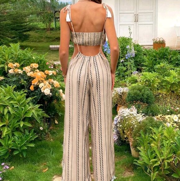 Summer Outdoor Holiday Date Set, Vacation Front Tie Back Pleated Strip - Picture 2 of 7